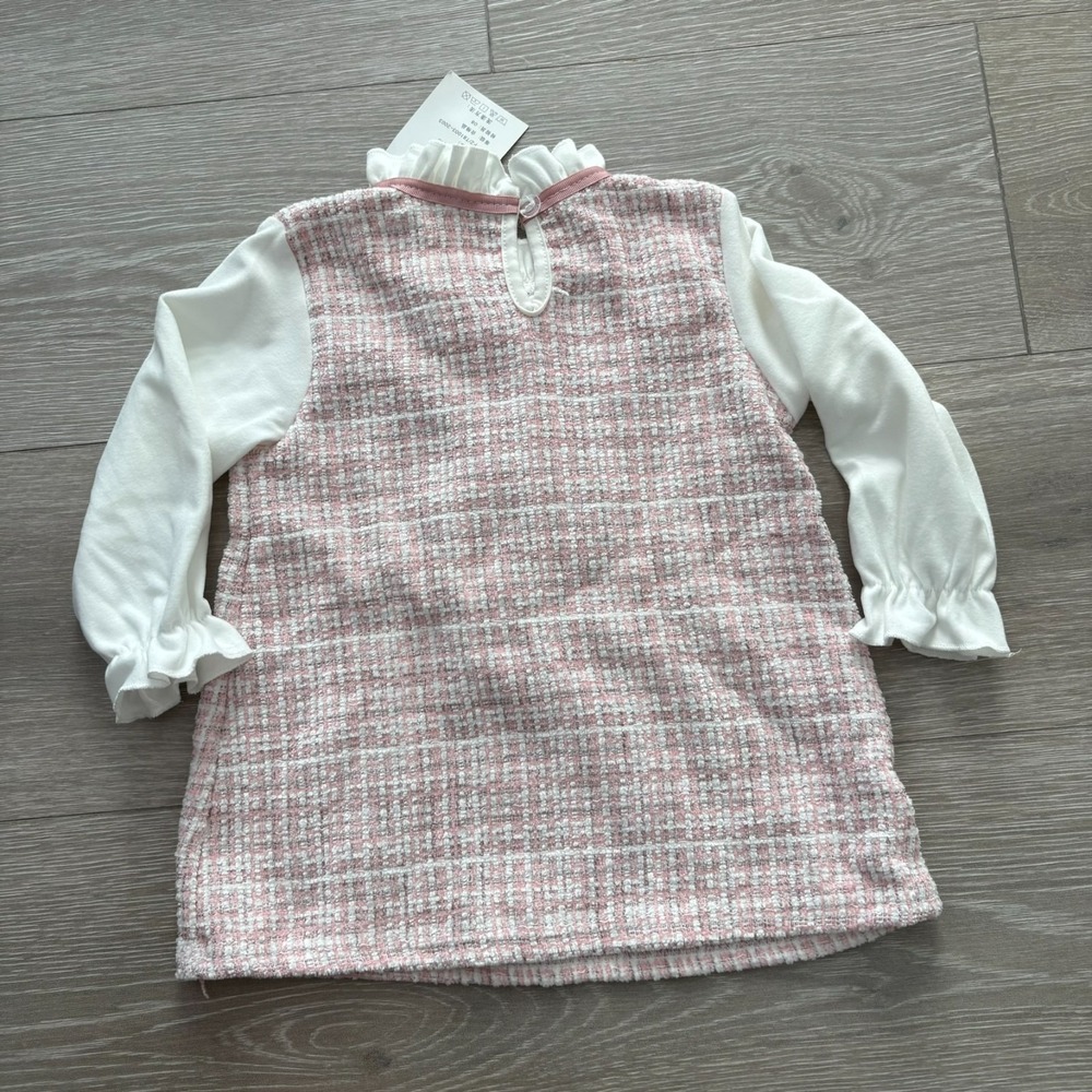 NWT Fashion Classic Clothes Kids Pink 90s Bow Detail A-Line Dress Size 12-24M - Picture 4 of 12